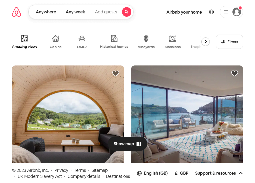 Airbnb website